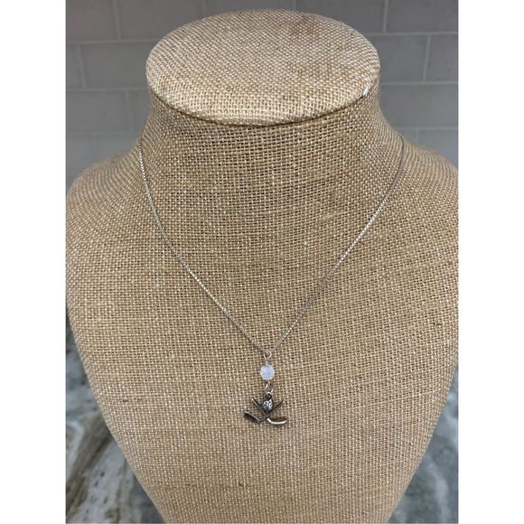 .925 Golf Clubs Charm on Sterling Silver Box Chain #golf - Picture 1 of 6